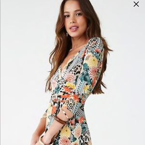 Abstract floral/leopard print maxi dress